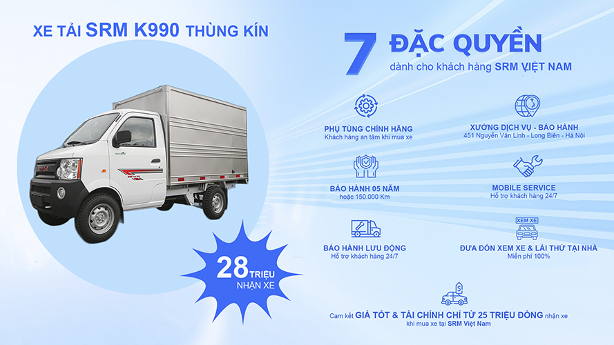xe tai srm k990 thung kin Xe Tải SRM K990 Thùng Kín