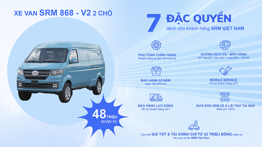 xe van srm 868 v2 Xe tải Van SRM 868 2 chỗ